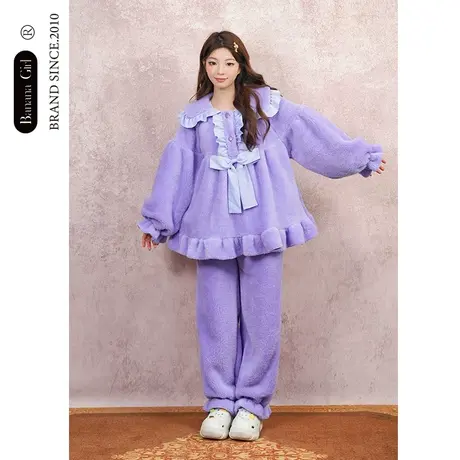 Bananagirl睡衣女款秋冬新款珊瑚绒加厚保暖可爱女士可外穿家居服图片