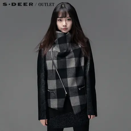s.deer圣迪奥女装冬装设计感斜襟外套S13482222图片