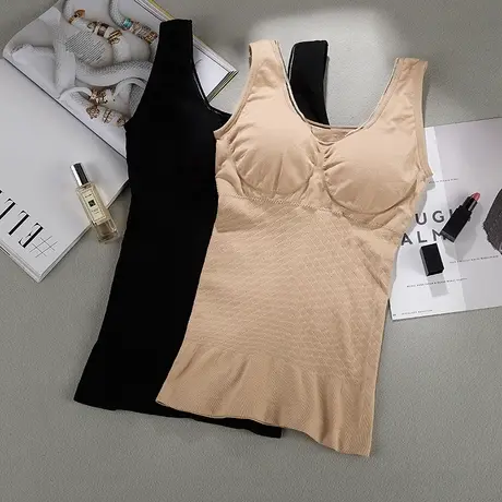 春季打底内衣女薄款带胸垫一体式背心紧身收腹塑身衣美体无痕上衣图片