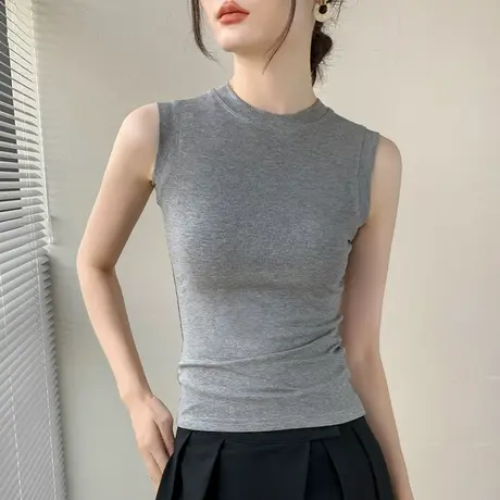 歌倍尚无袖纯色内衣背心女2025春季新款修身美式上衣内搭打底衫女图片