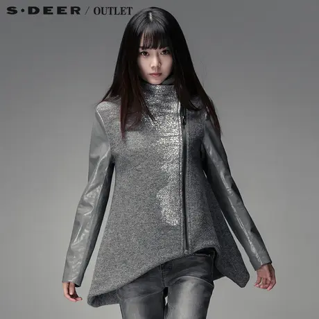 s.deer圣迪奥设计感斜襟不规则摆按扣大衣S13482208图片