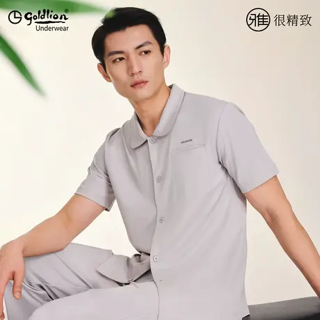 金利来男士纯棉睡衣2025新款夏季短袖可外穿家居服睡衣睡裤套装图片