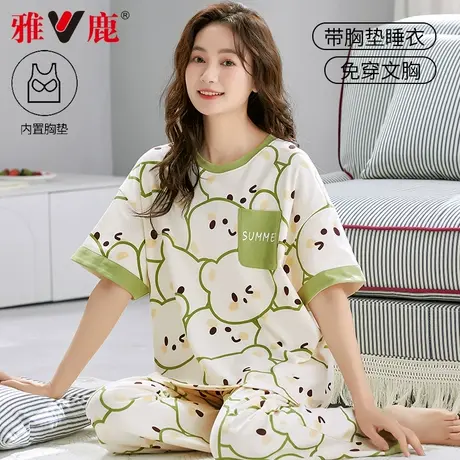 雅鹿女士丝绸睡衣网红薄款2025夏季短袖短裤两件套装冰丝家居服mk图片