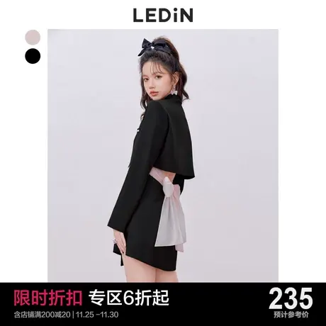 乐町甜美露腰西装裙休闲秋季新款女早秋通勤甜酷辣妹镂空连衣裙图片