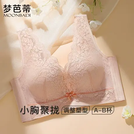 梦芭蒂内衣女小胸聚拢文胸蕾丝美背上托调整型无钢圈胸罩如思浅月图片