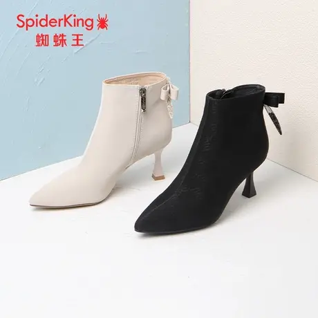 SPIDER KING/蜘蛛王女皮靴2023秋商场新款短筒时装靴都市单里细跟商品大图