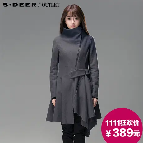 【新品】sdeer圣迪奥专柜正品设计感立领羊毛大衣3481871图片