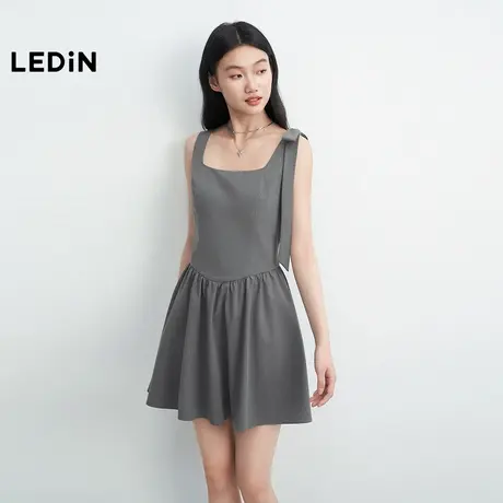 乐町无袖侧领口绑带蝴蝶结连衣裙女2025年夏季新款精致短款裙子图片