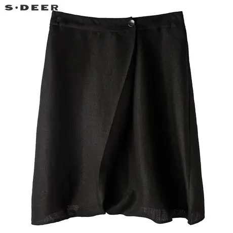 s.deer【商场同款】圣迪奥休闲斜襟纯黑吊裆嘻哈裤S17280726商品大图