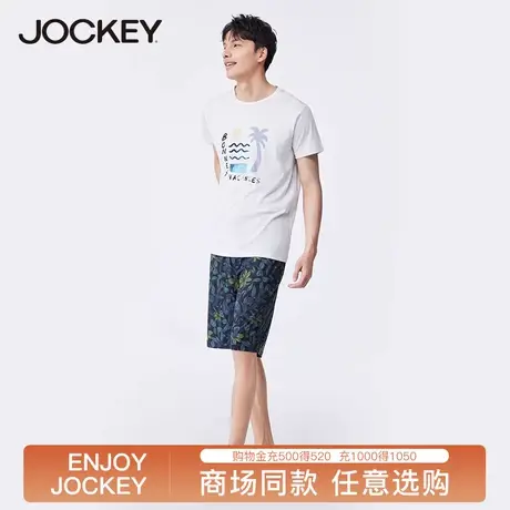 jockey男士家居服夏季棉亲肤短袖t恤套装时尚印花短裤可外穿睡衣图片