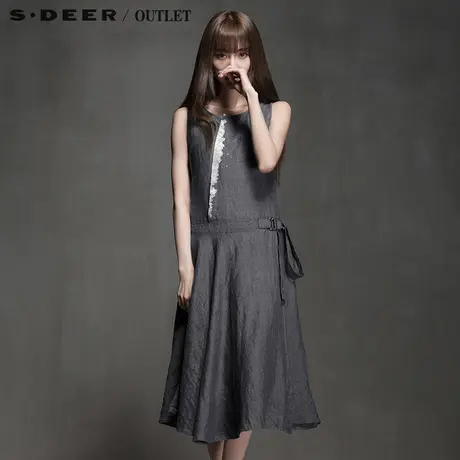 s.deer【新品】圣迪奥金属闪银喷染拼接摆连衣裙S15281267图片