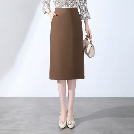 包臀裙半身裙一步裙中长款直筒裙2023春秋新款开叉显瘦女士职业裙图片