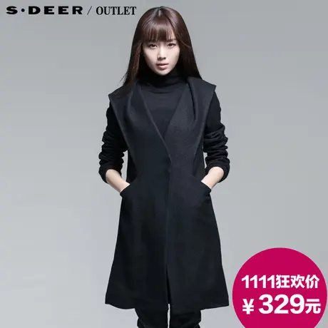 【新品】sdeer圣迪奥专柜正品立体剪裁女士羊毛混纺大衣3481861图片