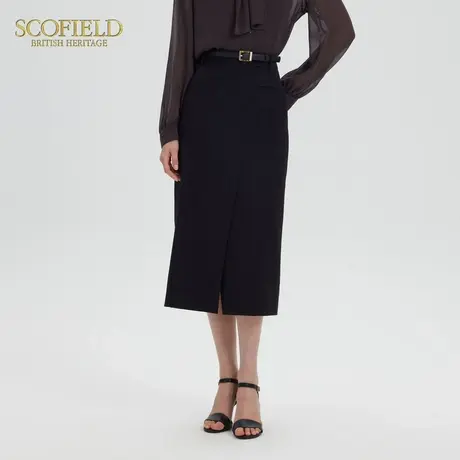 Scofield女装知性风H型半身裙斜开叉设计半裙2025夏季新品图片