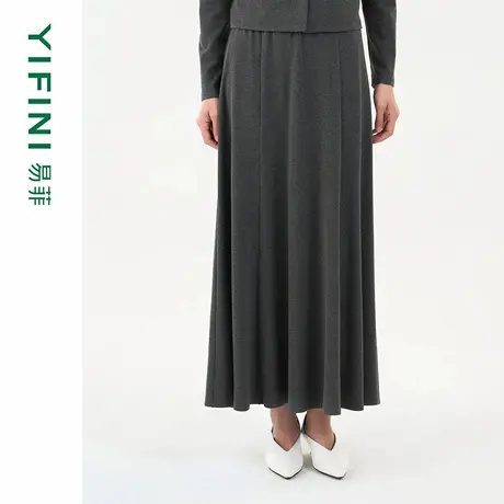 [专柜同款]Yifini/易菲通勤气质大摆中长款半身裙伞裙A字裙女25秋图片