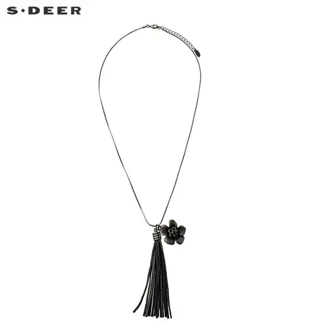 sdeer圣迪奥女亚光灰流苏花朵装饰项链S18284388商品大图