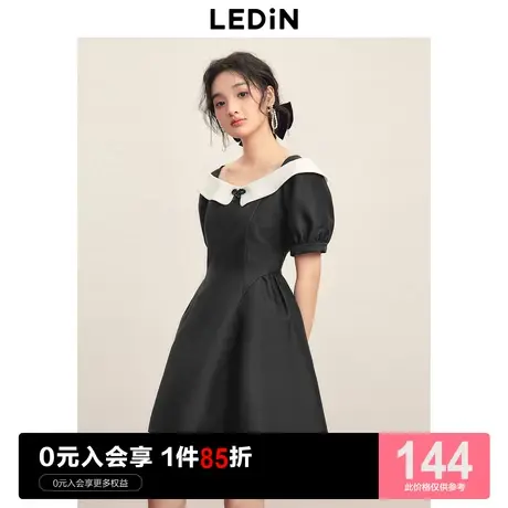 乐町甜美收腰公主连衣裙秋冬休闲新款女装黑色高级感裙子图片