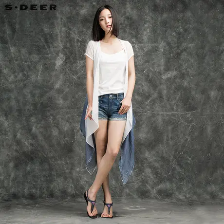 sdeer圣迪奥灰色渐变晕染微透雪纺马甲S15281655商品大图