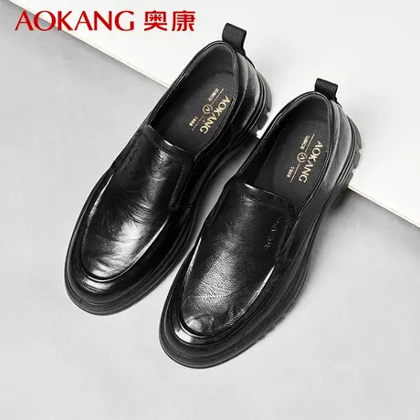 奥康男鞋休闲皮鞋男春秋款商务真皮时尚软面舒适办公室系带通勤鞋图片