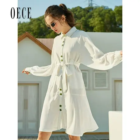 Oece法式甜美气质连衣裙春秋女装设计感收腰裙子图片