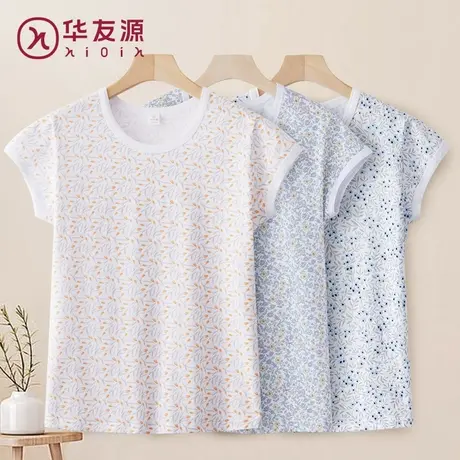 夏季纯棉妈妈短袖T恤女中老年人印花打底衫奶奶汗衫老人打底上衣图片