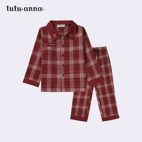 tutuanna睡衣儿童家居服 JK风儿童撞色蝴蝶结背后领口刺绣上下套商品大图