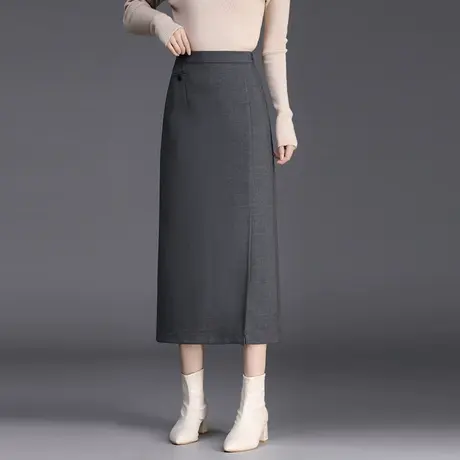 针织显瘦包臀裙女2023秋季新款开叉一步裙中长款高腰直筒半身裙子图片