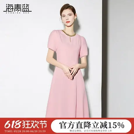 海青蓝 裙子2025新款女夏高级法式气质时尚女装温柔度假连衣裙图片