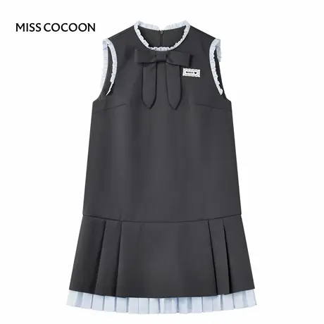 【七七酱直播间】MISSCOCOON背心裙女学院风灰色绵羊毛连衣裙图片