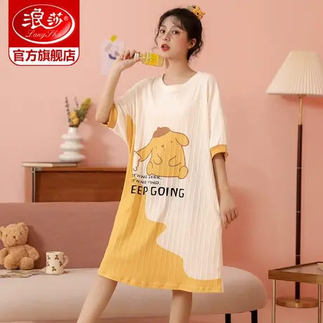 浪莎2022年新款睡裙女夏季薄款短袖长裙少女卡通可爱睡衣女夏天MP商品大图