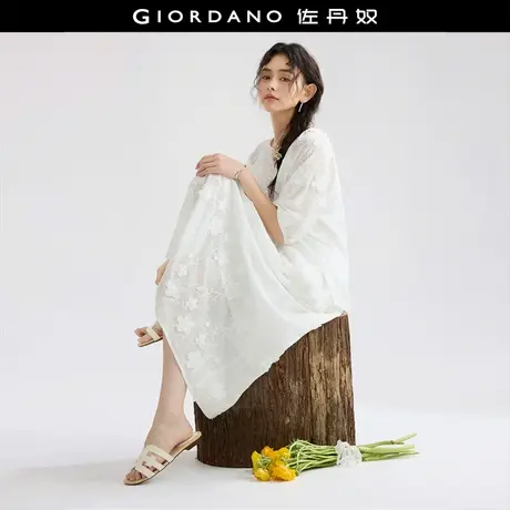 佐丹奴裙子女装立体绣花松紧腰梭织半身长裙 18465611图片