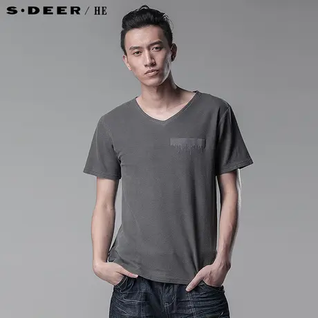 sdeerhe圣迪奥 专柜正品 男装夏 V领舒适男士短袖T恤3270155图片