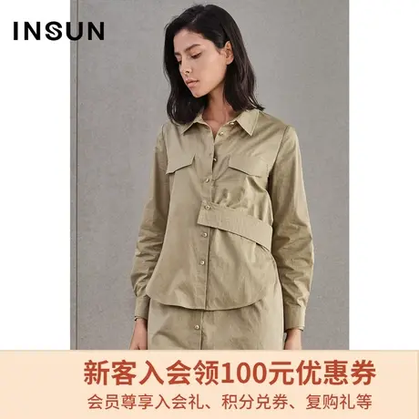 [新疆棉]恩裳商场同款春季经典时尚翻领舒适棉质衬衫式连衣裙女图片