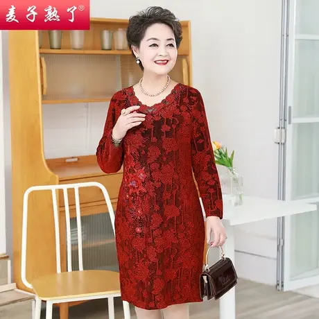 喜婆婆宴会连衣裙子高贵阔太太新款妈妈秋装结婚礼服春中老年女装商品大图