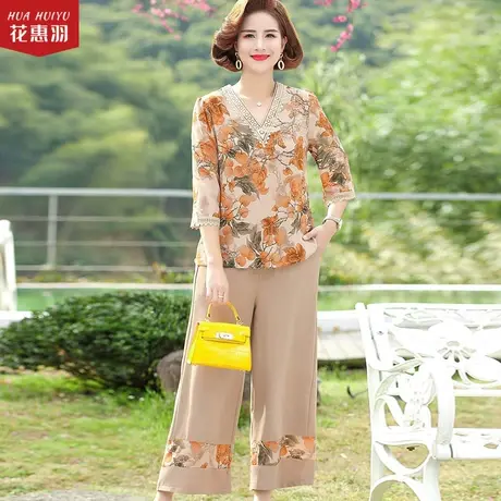 妈妈夏装七分袖衬衫中老年女上衣服中年妇女春装大码t恤洋气套装商品大图