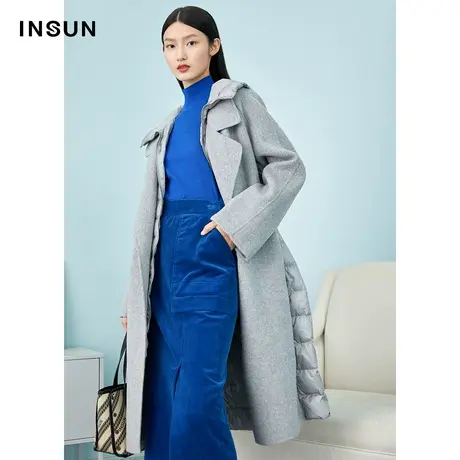 INSUN恩裳冬季高腰开衩灯芯绒a字半身裙图片