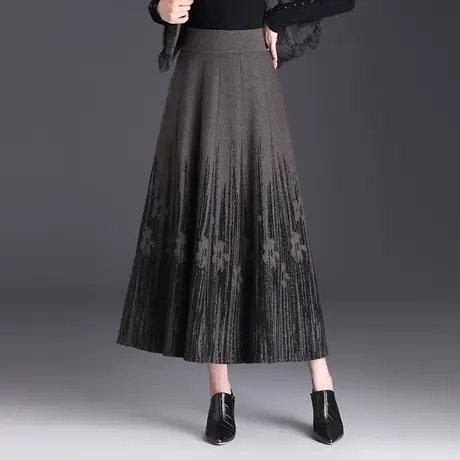 优雅定位花毛线裙女2023秋冬新款时尚百搭A字大摆裙设计感半身裙图片