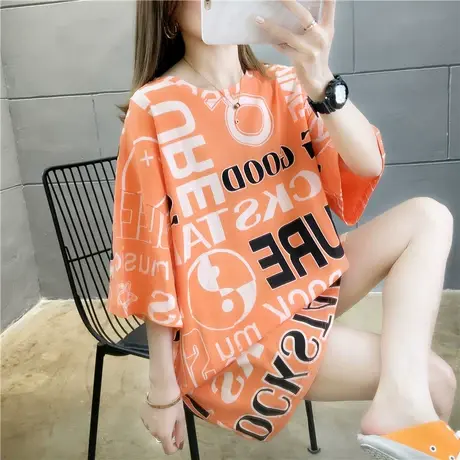 2023年春夏大码女装连衣裙子减龄洋气时髦遮肚子胖mm炸街上衣t恤图片
