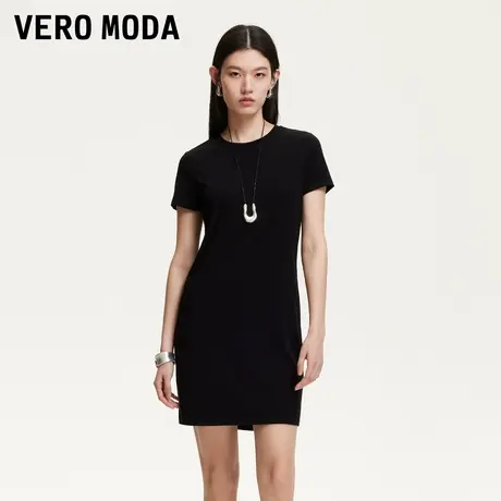 Vero Moda奥莱连衣裙2025夏季新款纯色圆领短袖连衣裙通勤百搭图片