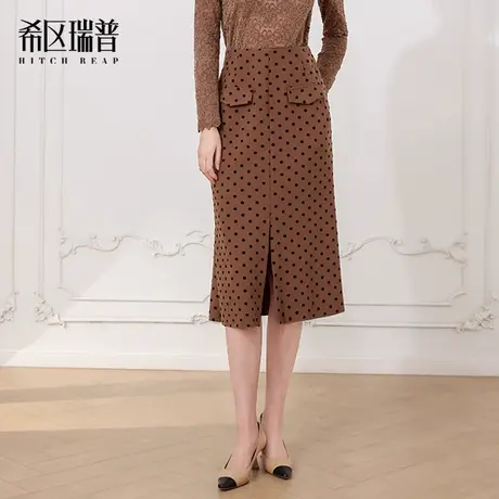 【希区瑞普】法式名媛波点植绒半身裙女新款高腰包臀修身显瘦图片