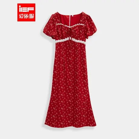 IEF/爱依服连衣裙2025夏季新款港式复古温柔小女人碎花连衣长裙图片