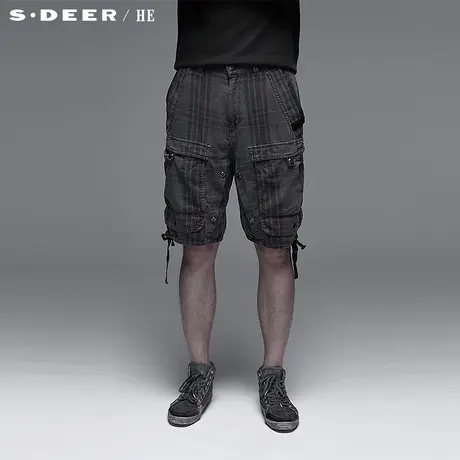 sdeerhe圣迪奥男装专柜正品 休闲格纹个性男士中裤 3270769图片