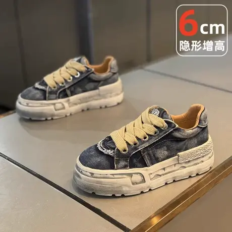 男鞋帆布鞋夏季透气小众原创青少年增高厚底休闲运动板鞋2025新款图片