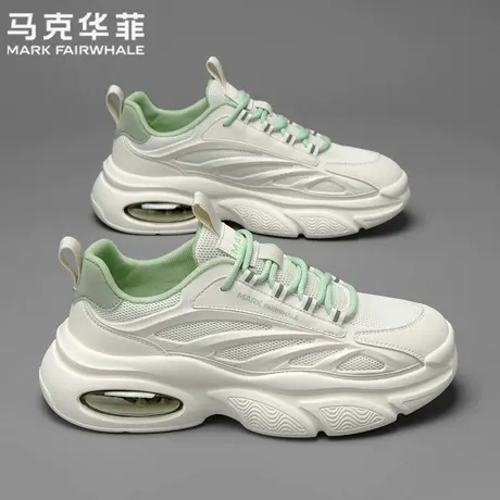 马克华菲官方旗舰店男鞋夏季网面透气一脚蹬气垫软底增高老爹潮鞋图片