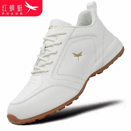 红蜻蜓男鞋秋冬鞋子厚底包底白色休闲皮面防水运动鞋老爹鞋男潮鞋图片