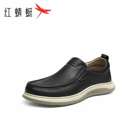 红蜻蜓休闲皮鞋2025春季新款男鞋羊皮舒适一脚蹬通勤皮鞋平底男鞋图片