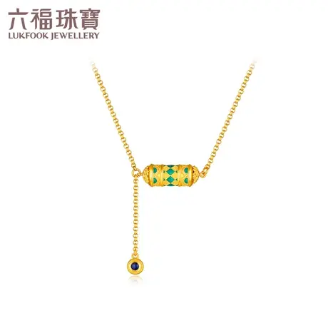 六福珠宝福满传家复古筒珠黄金项链女足金转运珠计价F63TBGN0046图片