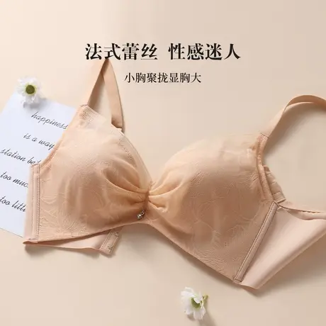 芬怡专柜爆款无钢圈内衣女小胸聚拢上薄下厚性感蕾丝收副乳文胸罩图片