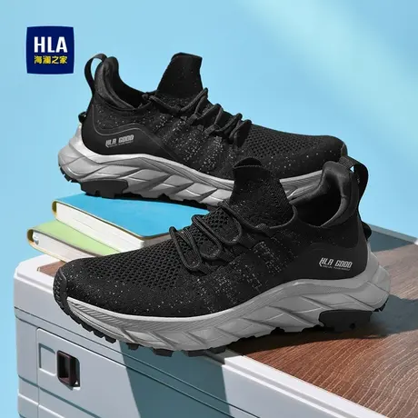 HLA/海澜之家男鞋新款夏季运动时尚舒适飞织鞋耐磨增高休闲跑步鞋图片