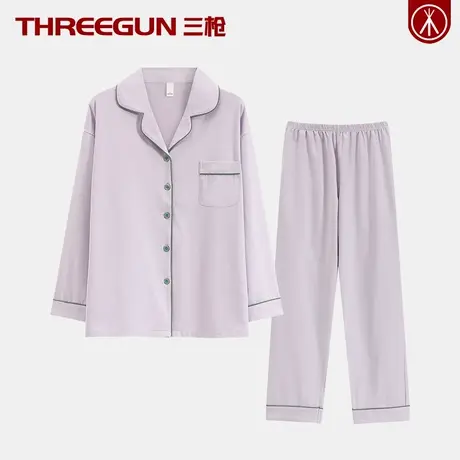 三枪女士纯棉睡衣精梳棉家居服套装翻领可外穿少女居家服内衣薄款图片